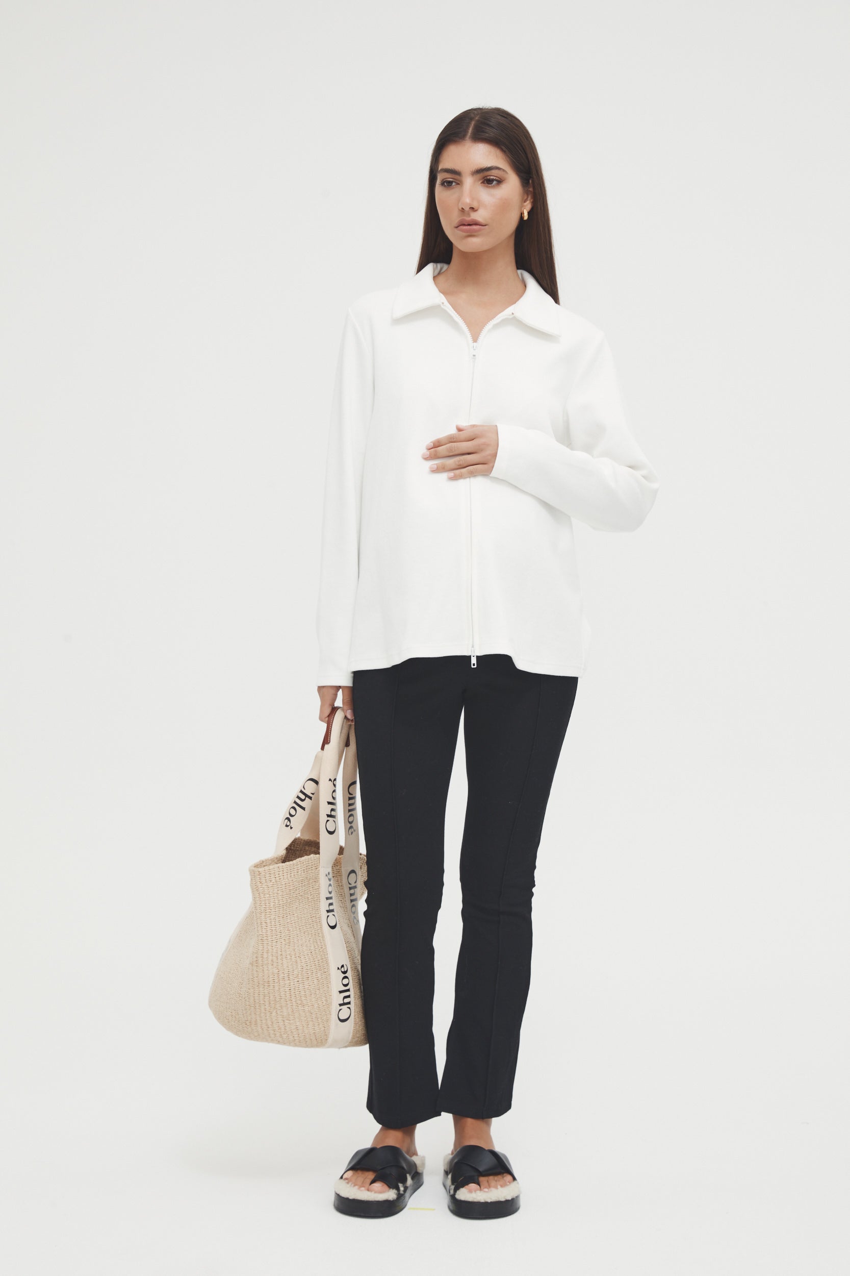 Ribbed Maternity Top (Ivory) 1