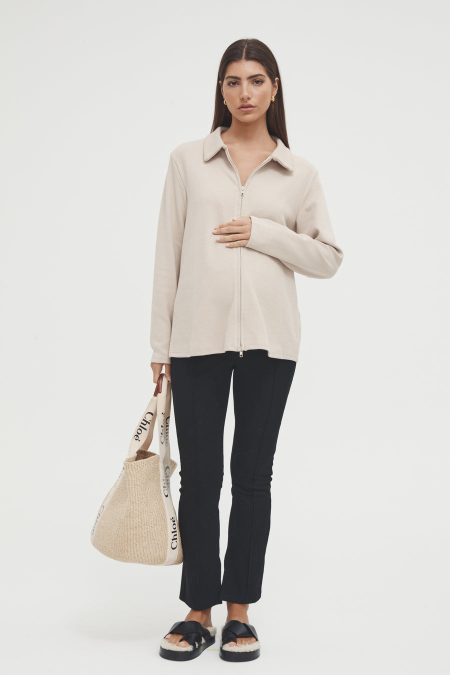 Ribbed Maternity Top (Oatmeal) 2