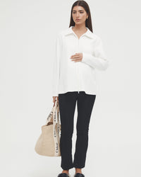 Ribbed Maternity Top (Ivory) 1