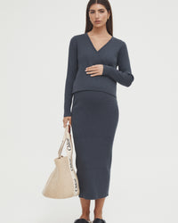 Maternity Knit Maxi Skirt (Shadow) 2