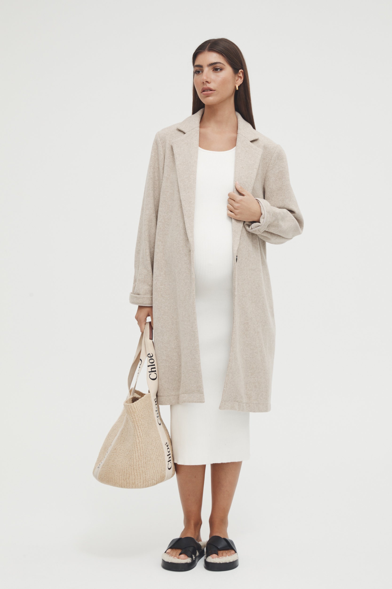 open lace back dress Mocha Ribbed Sleeveless Dress Cardigan Maternity Set  The Prissy Pelican