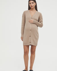 Maternity Cardigan Dress (Tan) 2