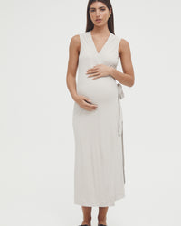 Maternity Wrap Dress (Stone) 3