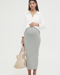 Maternity Knit Maxi Skirt (Grey) 5