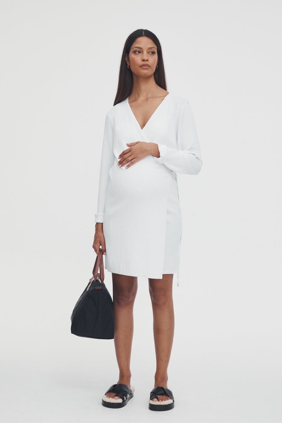 Luxury Maternity Wrap Dress (White) 4
