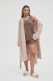 Maternity Waffle Robe (Blush) 9