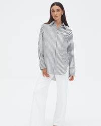 Maternity Linen Shirt (Stripe) 4