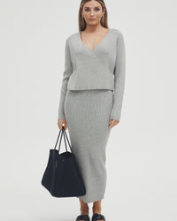 Maternity Knit Maxi Skirt (Grey) 9