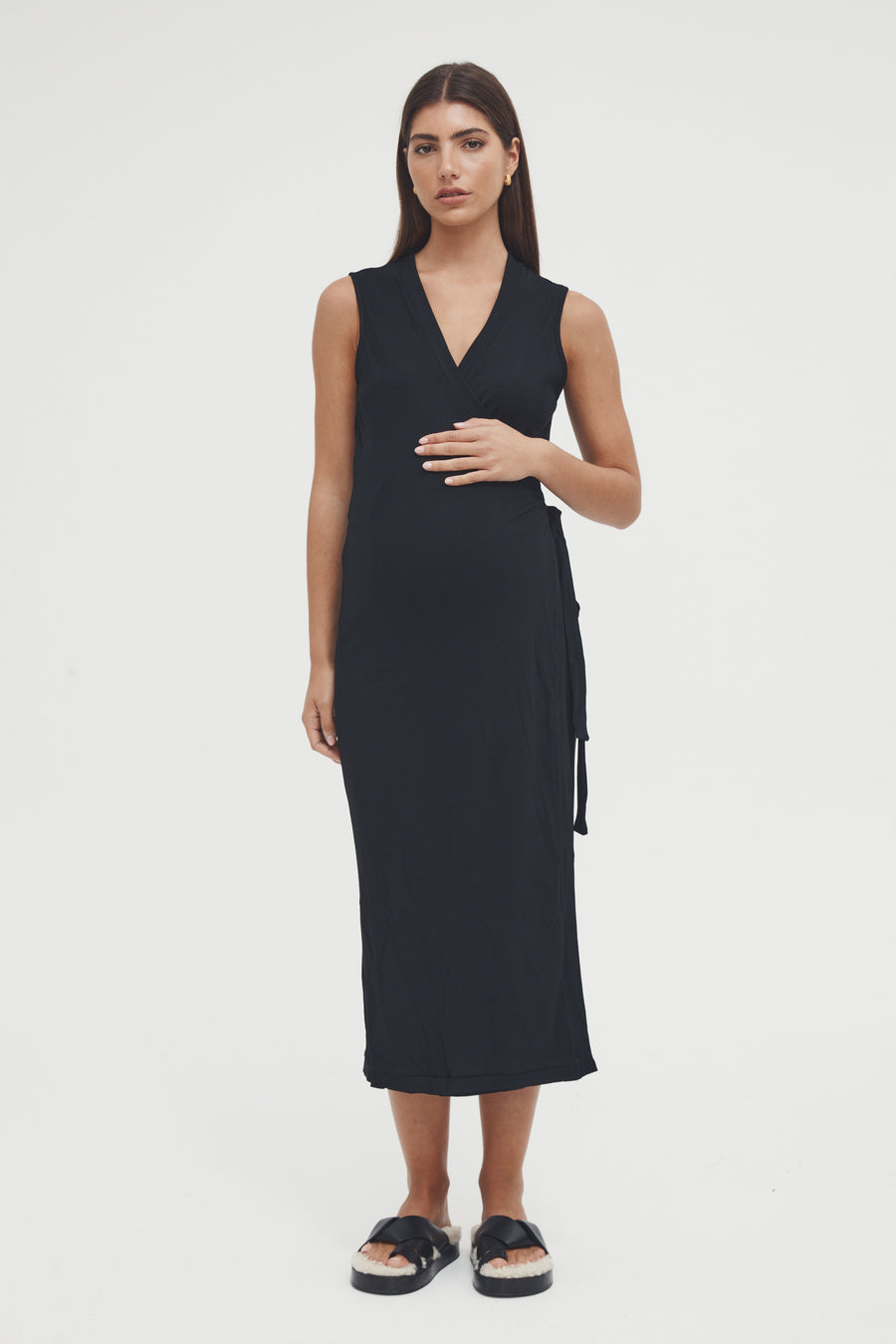 Maternity Wrap Dress (Black) 4