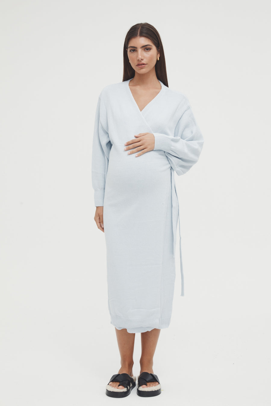 Maternity Wrap Dress (Powder) 1