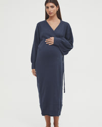 Navy Maternity Wrap Dress 3