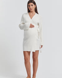 Maternity Wrap Dress (White) 6