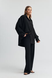 Henri Maternity Crepe Knit Pant (Black) 6