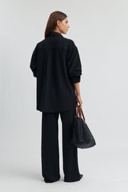 Henri Maternity Crepe Knit Pant (Black) 8