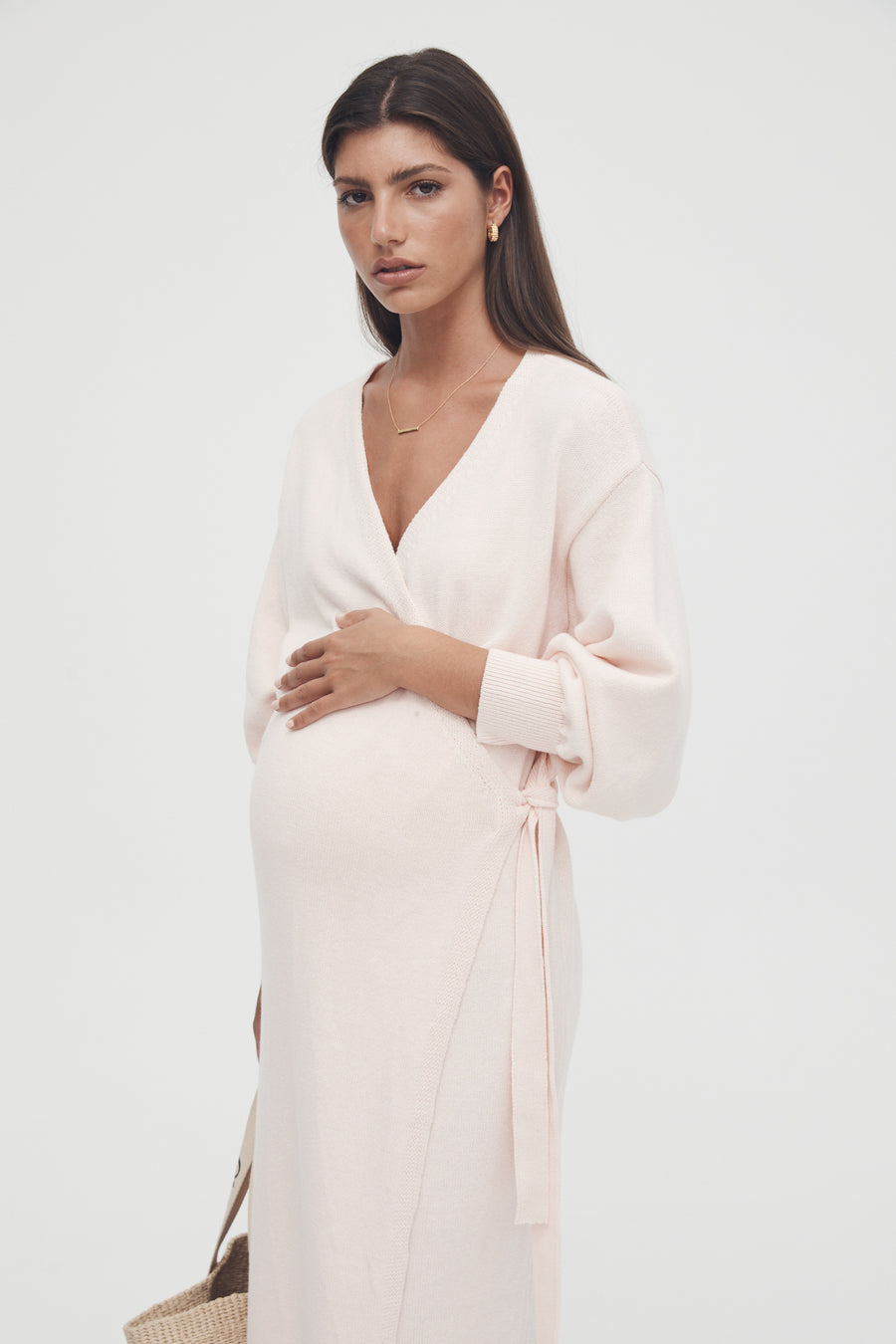 Maternity Wrap Dress (Pink) 2