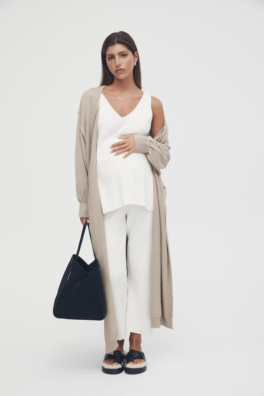Maternity and Nursing Knit Tank White - 1