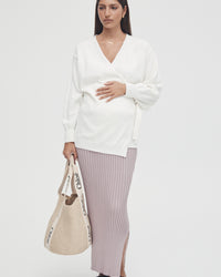 Luxury Maternity Maxi Skirt (Pink) 1