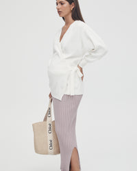 Luxury Maternity Maxi Skirt (Pink) 4