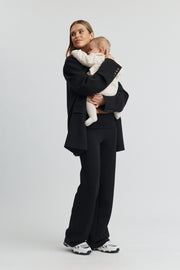 Fold Over Straight Leg Pant (Black)