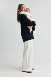 LS Button Down Collar Top (Ink)