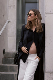 LS Button Down Collar Top (Ink)