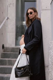 Longline Blazer (Navy Pinstripe)