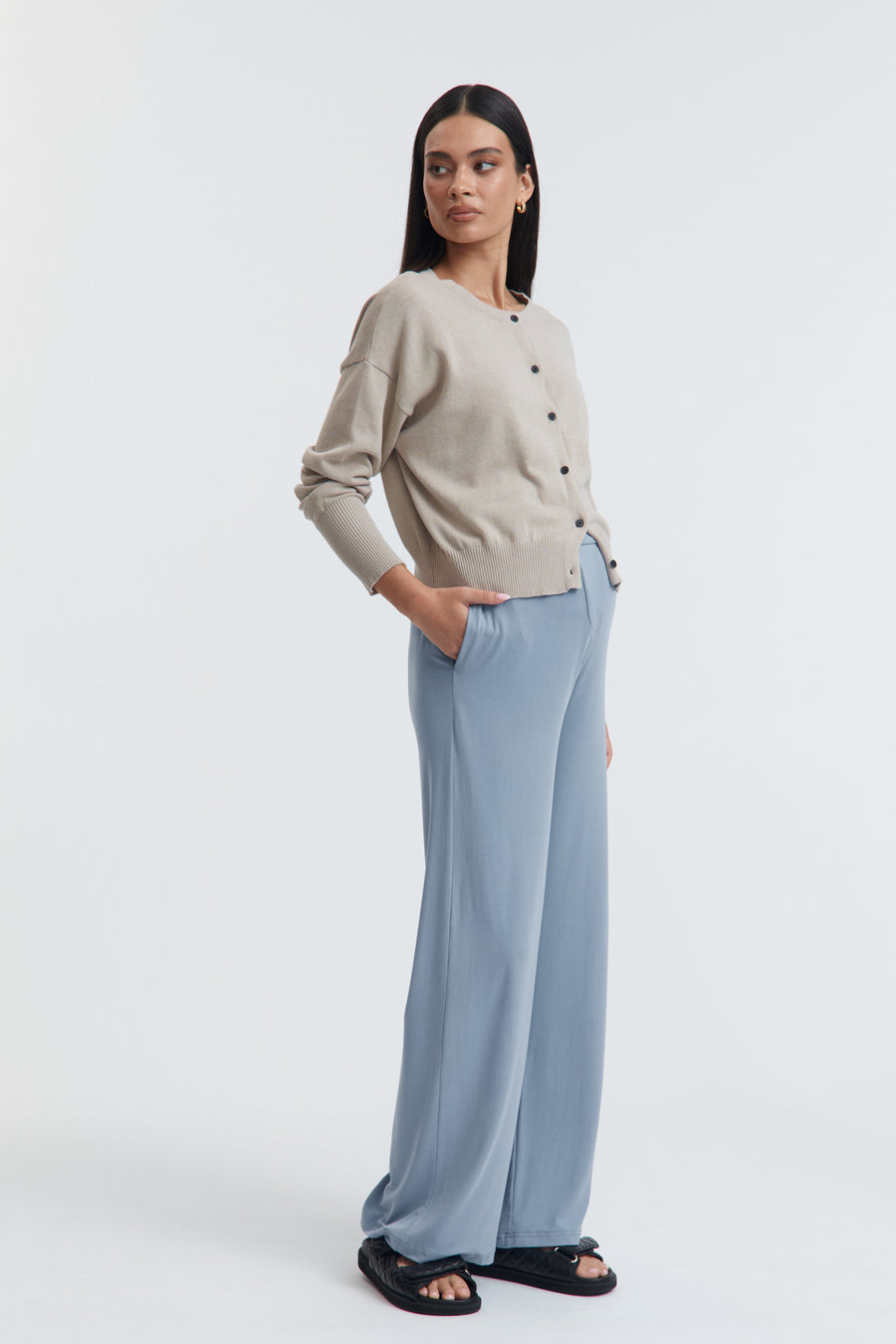 Lightweight Maternity Cardigan (Pebble) 2
