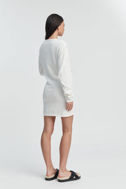 Long Sleeve Designer Maternity Knit Dress (Off White) 5