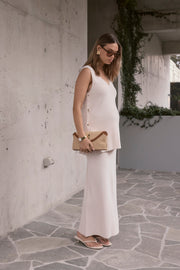Crepe Knit Maxi Skirt (Petal)
