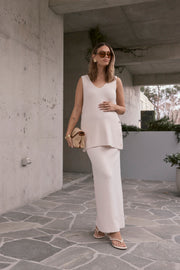 Crepe Knit Maxi Skirt (Petal)