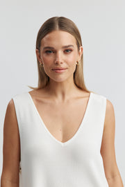 Longline Crepe Tank (Cream) 2