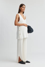 Longline Crepe Tank (Cream) 3