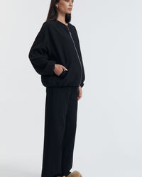 Low Rise Maternity Rib Cotton Pants (Black) 1