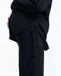 Low Rise Maternity Rib Cotton Pants (Black) 3
