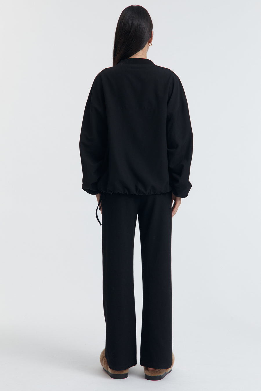 Low Rise Maternity Rib Cotton Pants (Black) 6