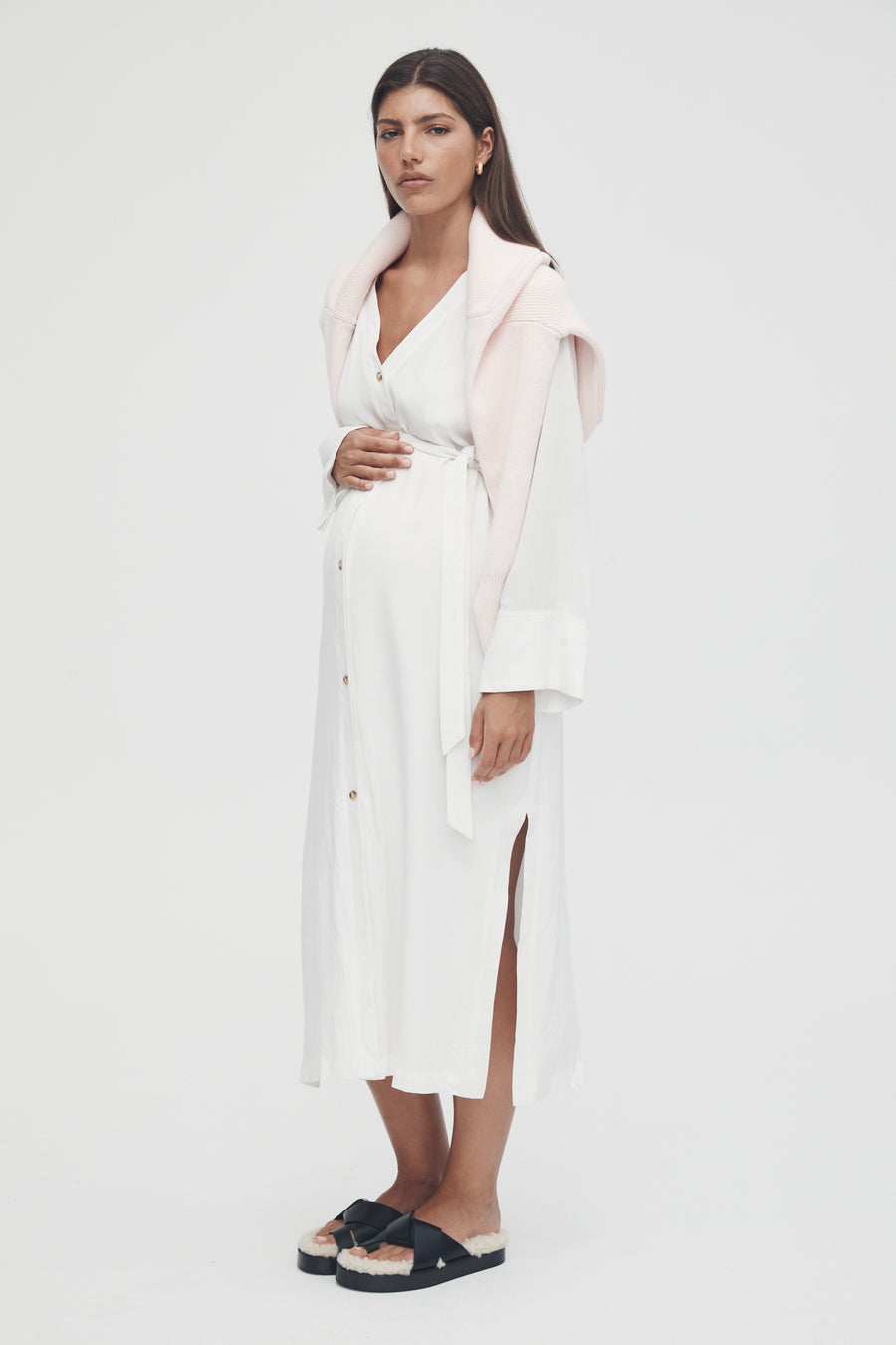 White Maternity Shirtdress 10