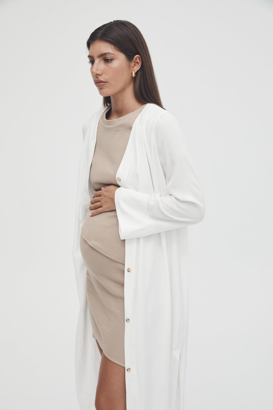 White Maternity Shirtdress 5