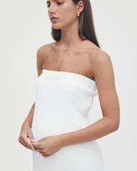 Luxury Maternity Maxi Skirt (White) 6