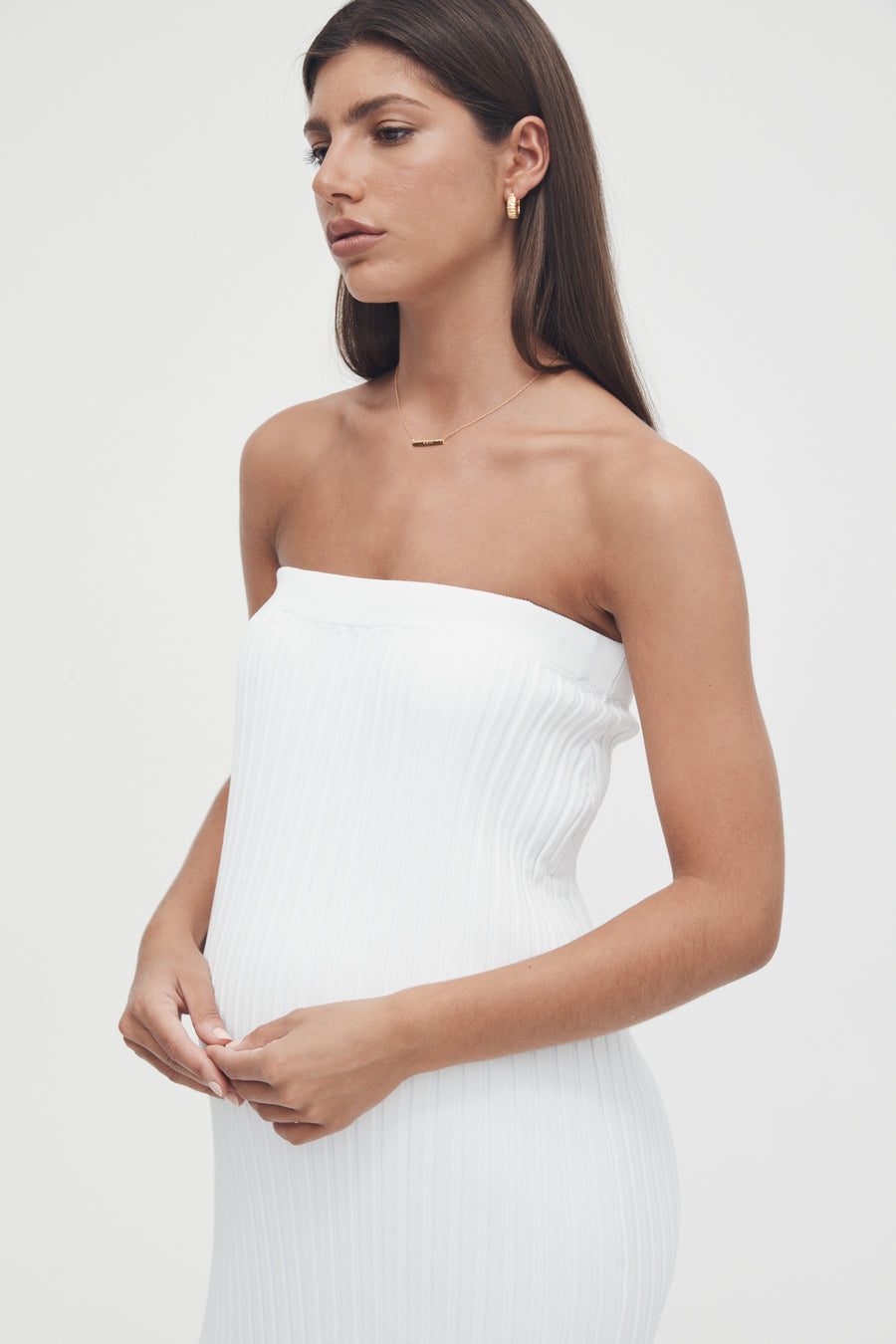 Luxury Maternity Maxi Skirt (White) 6