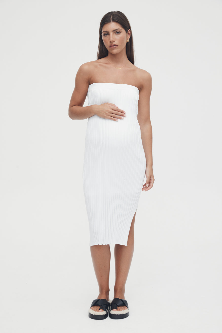 Luxury Maternity Maxi Skirt (White) 8