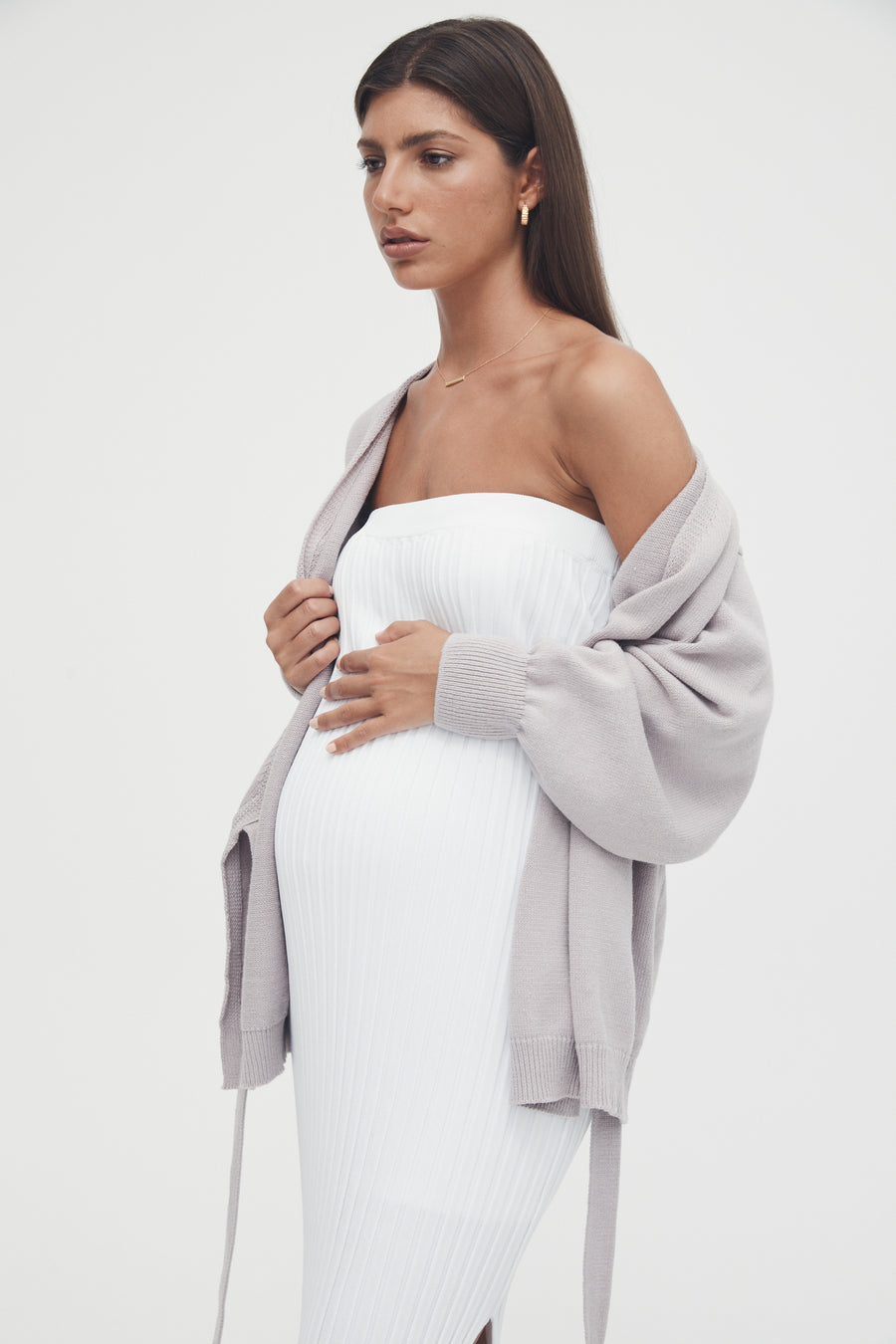 Luxury Maternity Maxi Skirt (White) 9