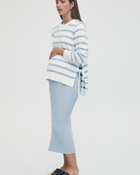 Maternity Knit Jumper (Blue Stripe) 4