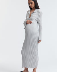 Luxury Maternity Dress (Stone Grey) 3