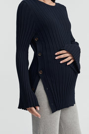 Luxury Maternity Top (Navy) 2