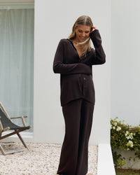 Luxury Maternity Work Top (Chocolate) 2