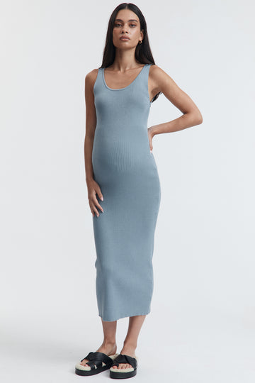 Maternity Baby Shower Knit Midi Dress (Pacific Blue) 1