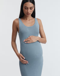 Maternity Baby Shower Knit Midi Dress (Pacific Blue) 5