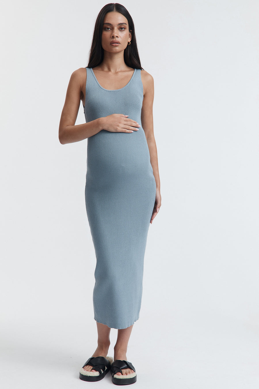 Maternity Baby Shower Knit Midi Dress (Pacific Blue) 6