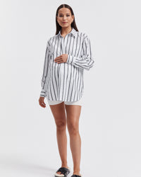 Maternity Black Stripe Cotton Shirt 1