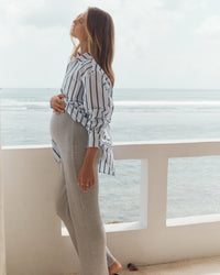 Maternity Black Stripe Cotton Shirt 2